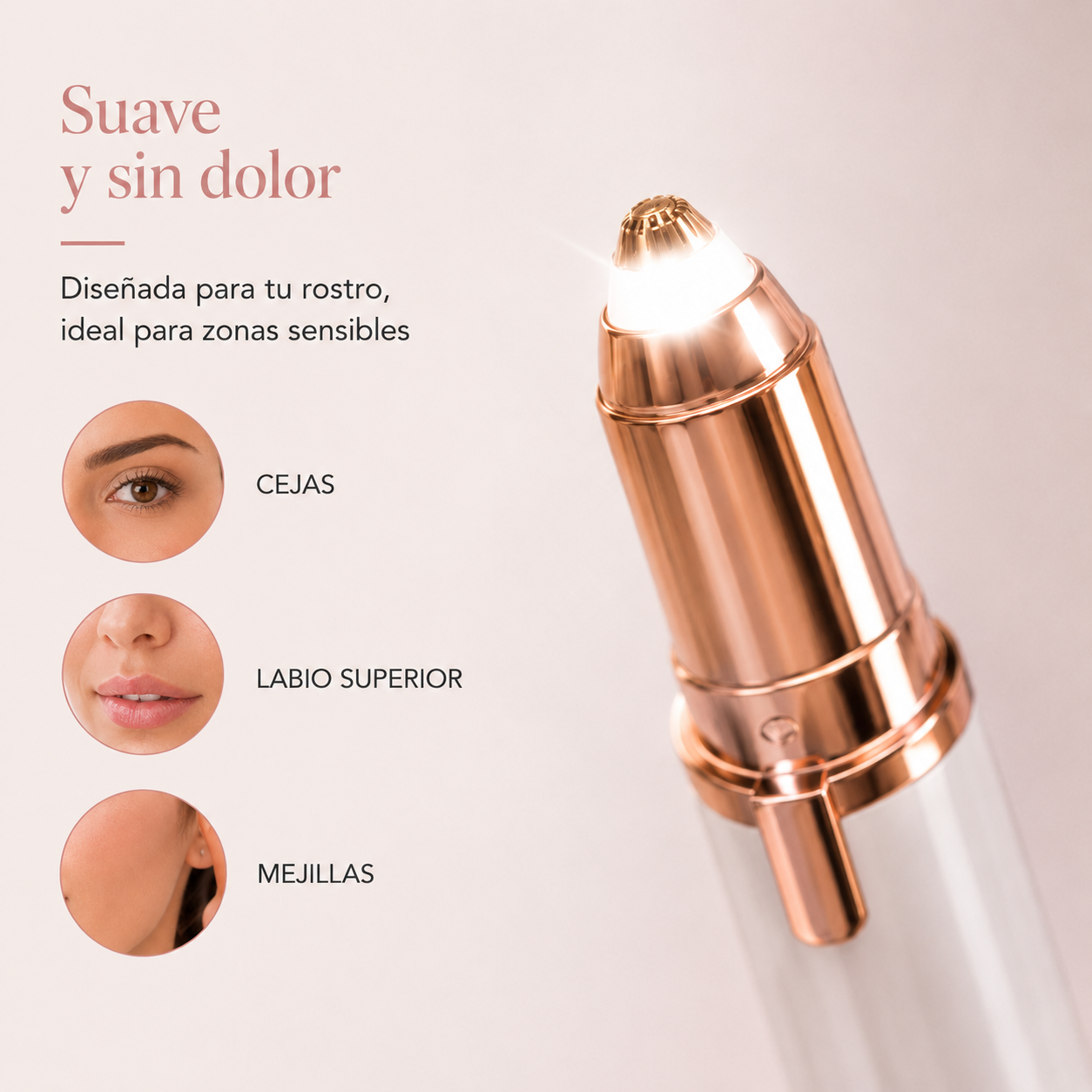Depiladora facial de precisión con LED